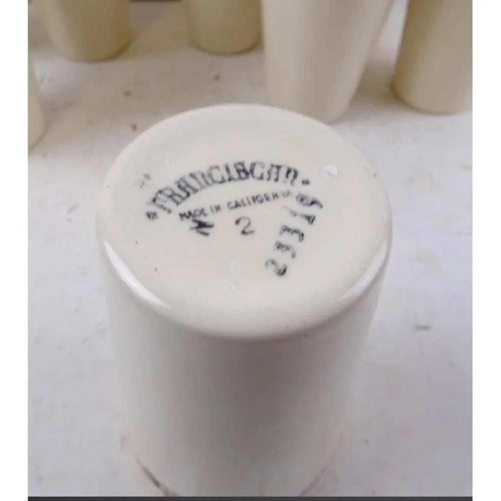 Franciscan Fruit Ceramic Tumblers Set of 8 Cream Yellow Trim Made in California